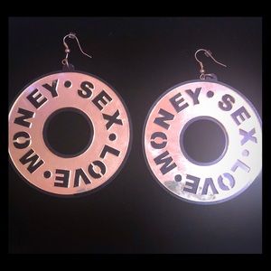 Gold mirror plexi laser cut statement earrings